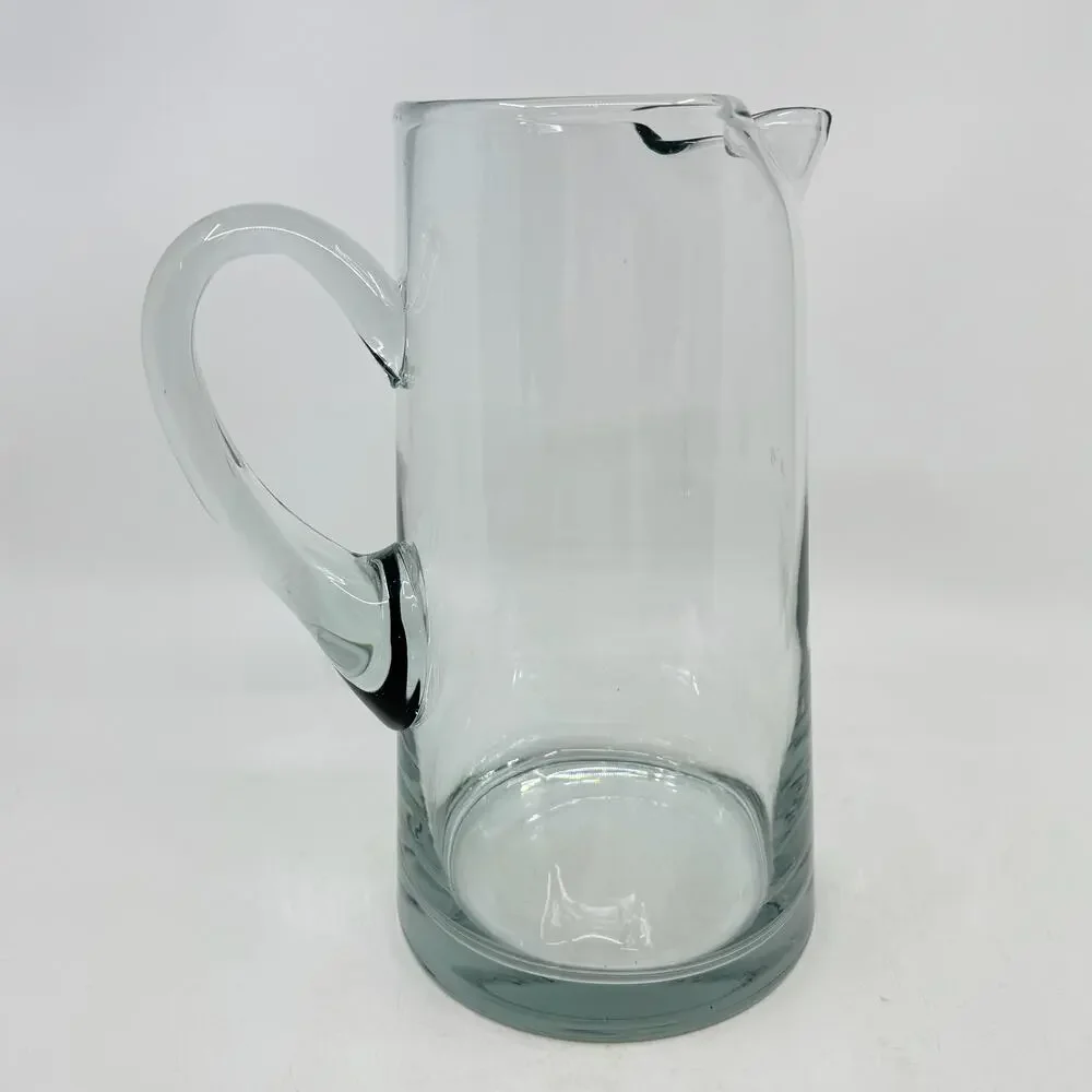 Vintage MCM Hand Blown Clear Glass Pitcher